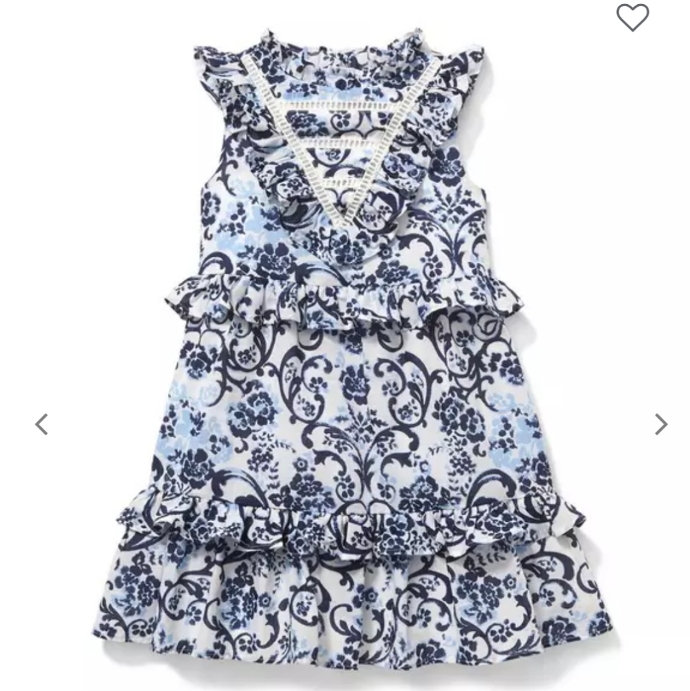 Janie & Jack Dress, Blue And White, 12-18months